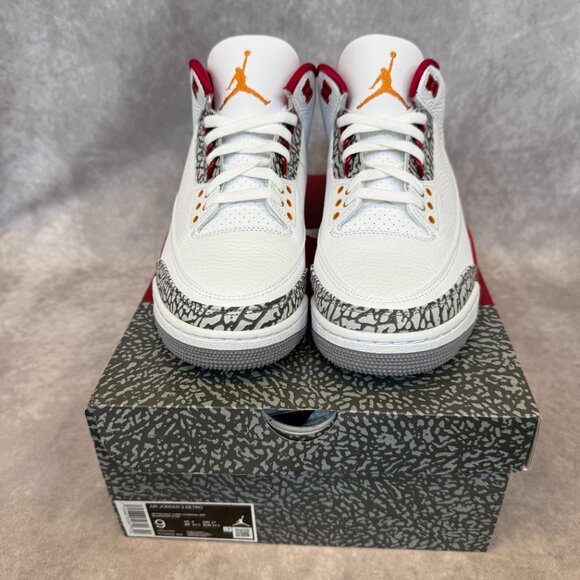 Air Jordan 3 Retro – White/Light Curry-Cardinal Red | Men’s Size 9 | New in Box main image 5